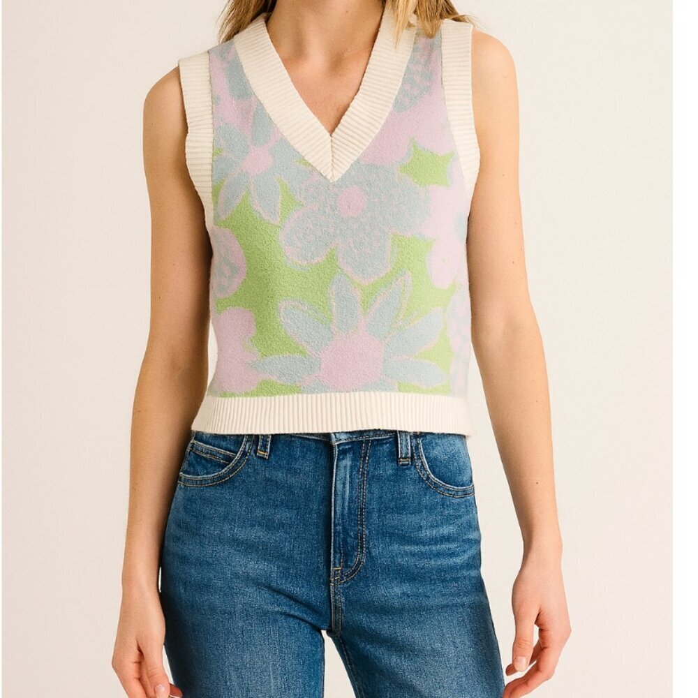 Urban Outfitters Women's Sleeveless Floral Print Cropped Sweater Vest size XS